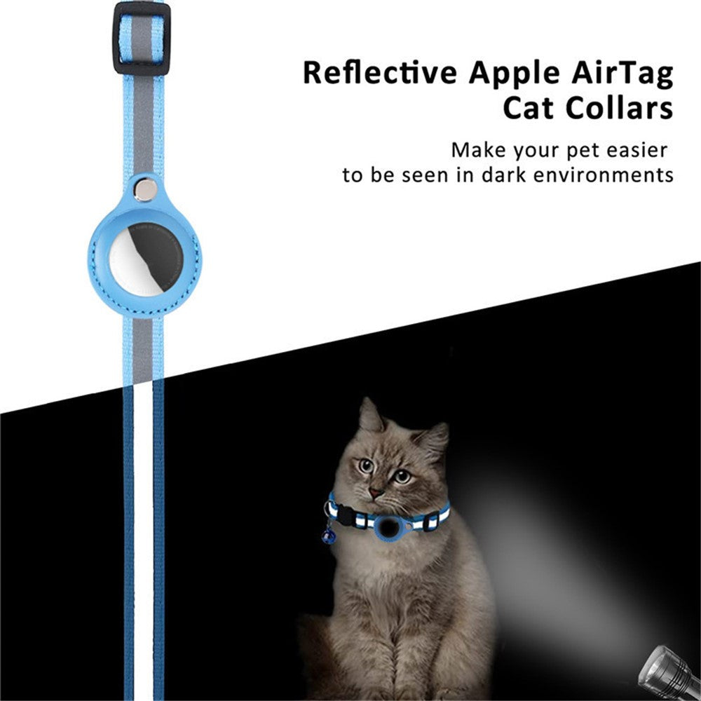 Katt- och smådjurs halsband för Apple AirTag – justerbart med reflex och bjällra