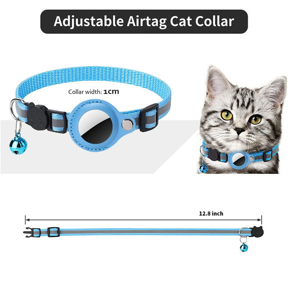 Katt- och smådjurs halsband för Apple AirTag – justerbart med reflex och bjällra