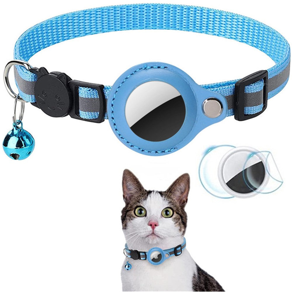 Katt- och smådjurs halsband för Apple AirTag – justerbart med reflex och bjällra