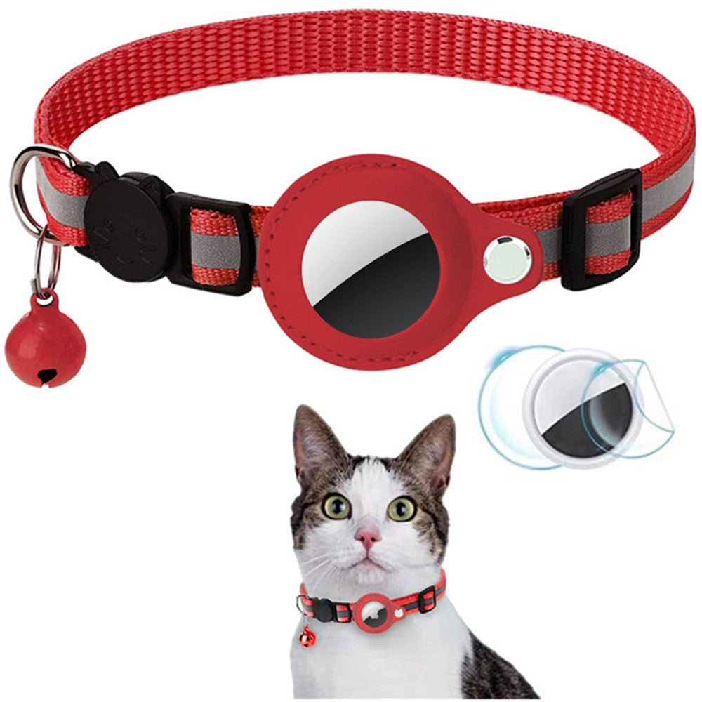 Katt- och smådjurs halsband för Apple AirTag – justerbart med reflex och bjällra