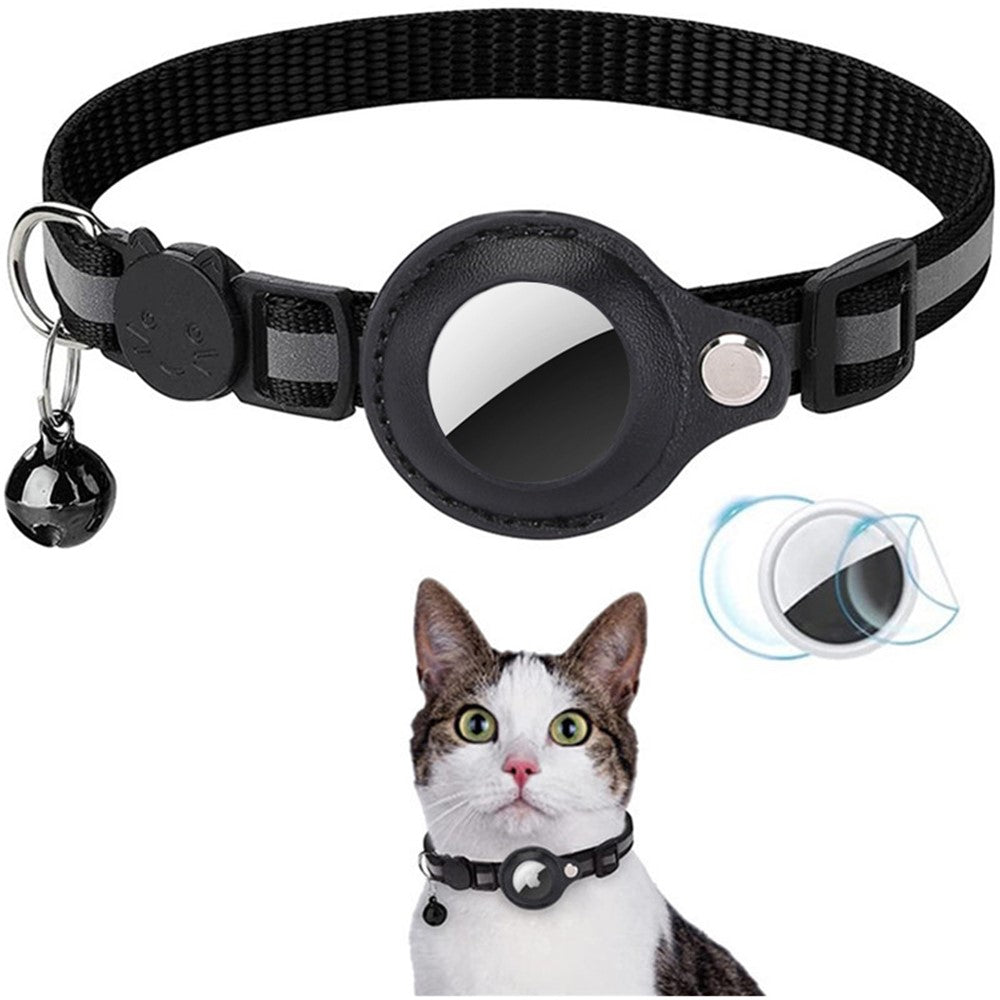 Katt- och smådjurs halsband för Apple AirTag – justerbart med reflex och bjällra