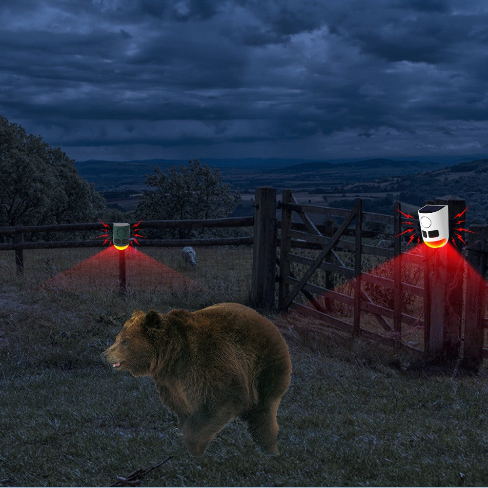 Solcellsdrivet Rörelselarm med 13 Ljud och Stark LED-Belysning (IP55)