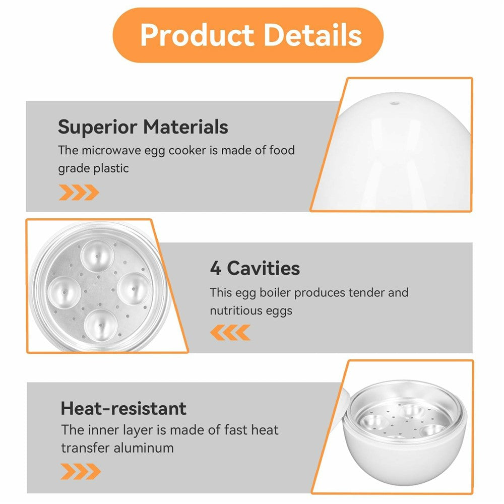 Äggkokare – 4 ägg, plast & aluminium, BPA-fri