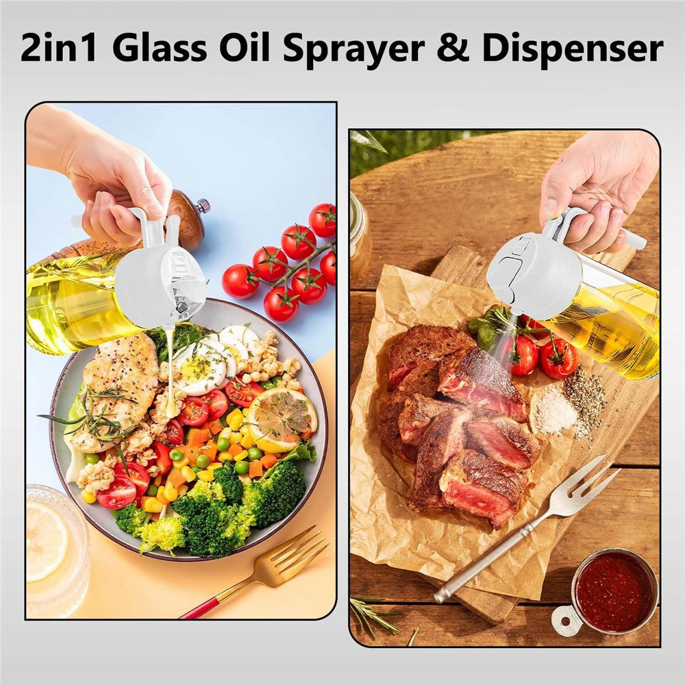 Oljedispenser i glas – 600 ml spray & häll