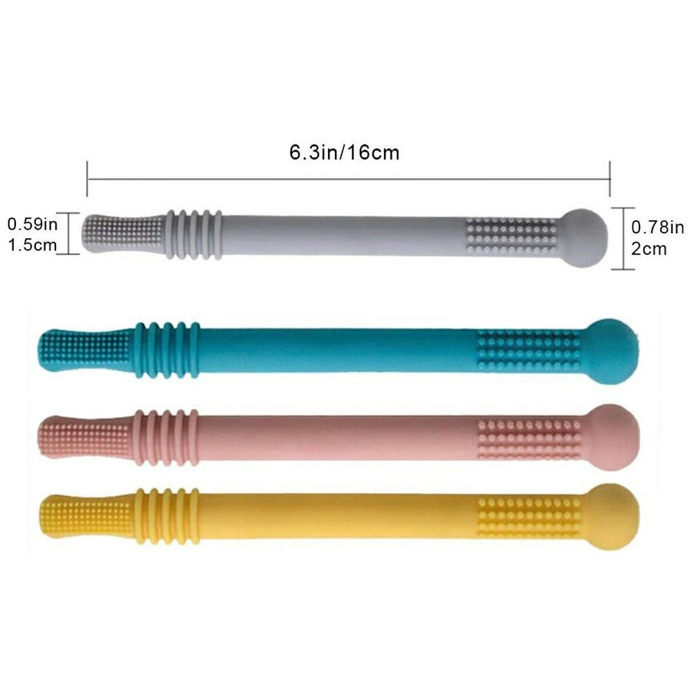Mjuka Bitringar/Tandstrån i Livsmedelsgodkänd Silikon (4-pack)