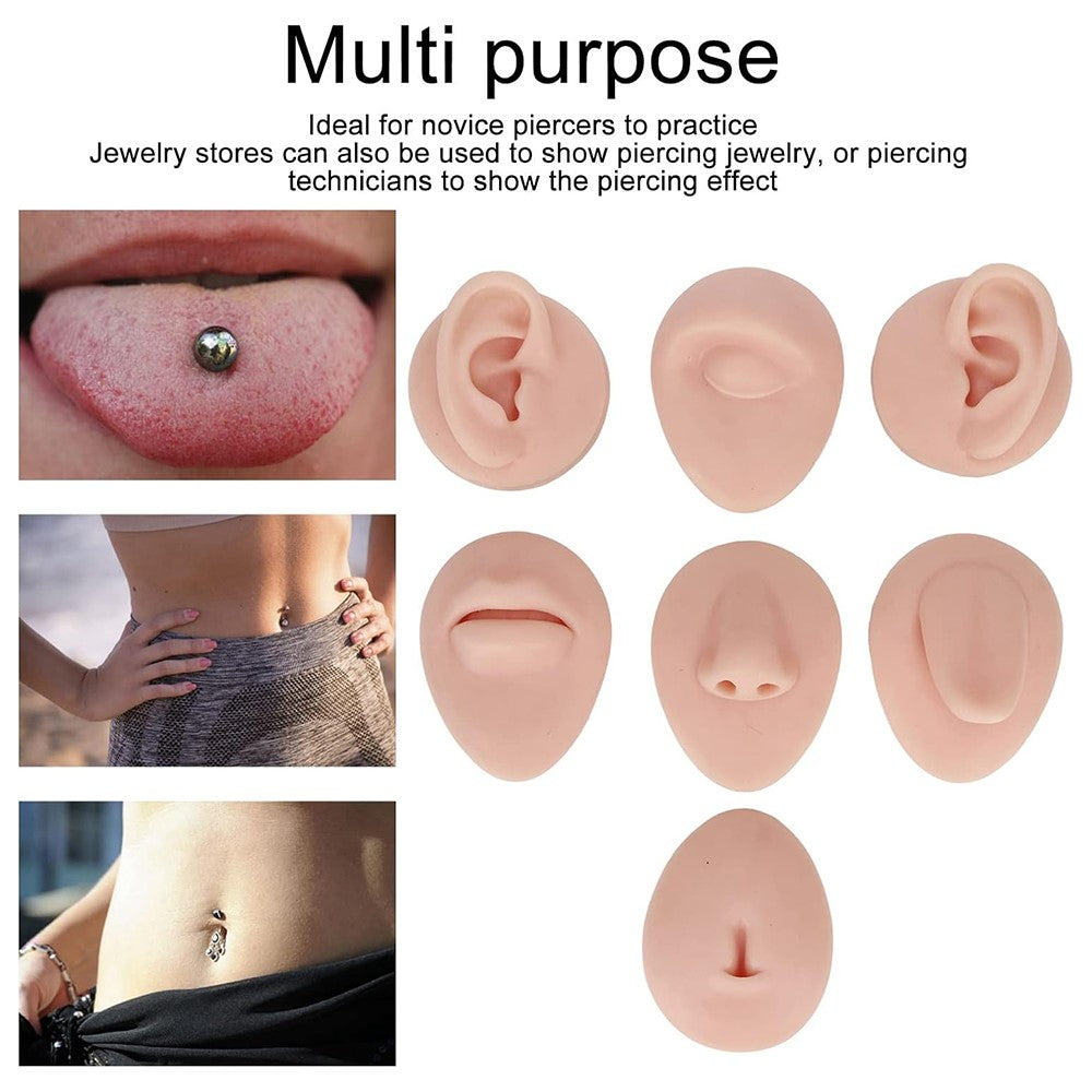 Silikonmodell för piercingträning – med stativ