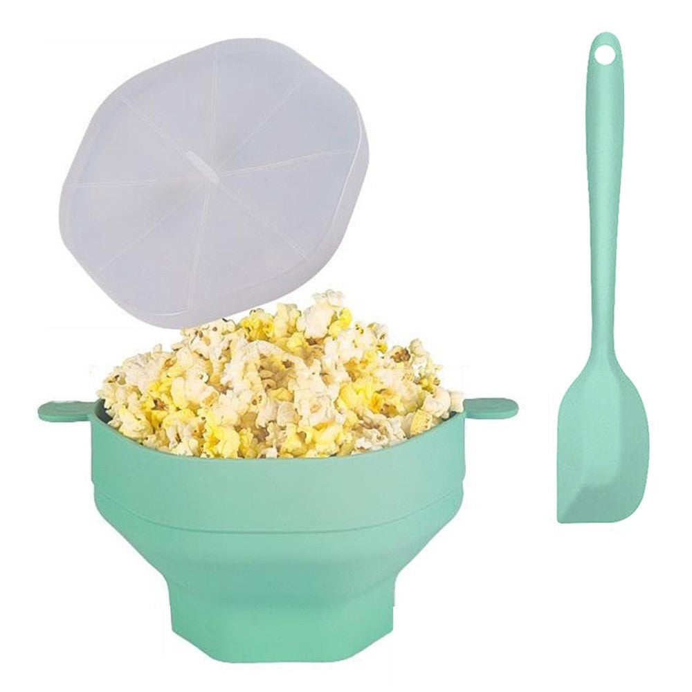 Silikonskål för popcorn – vikbar mikrovågsmodell med lock