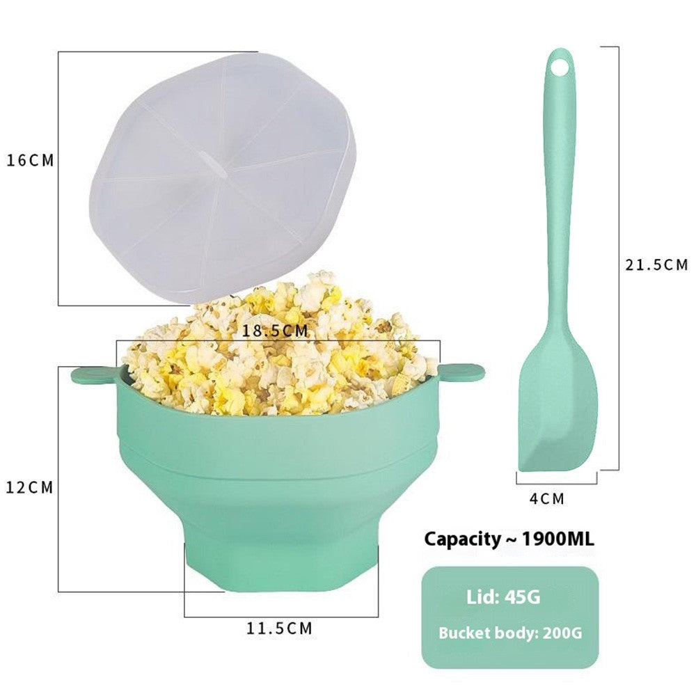 Silikonskål för popcorn – vikbar mikrovågsmodell med lock