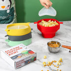 Silikonskål för popcorn – vikbar mikrovågsmodell med lock