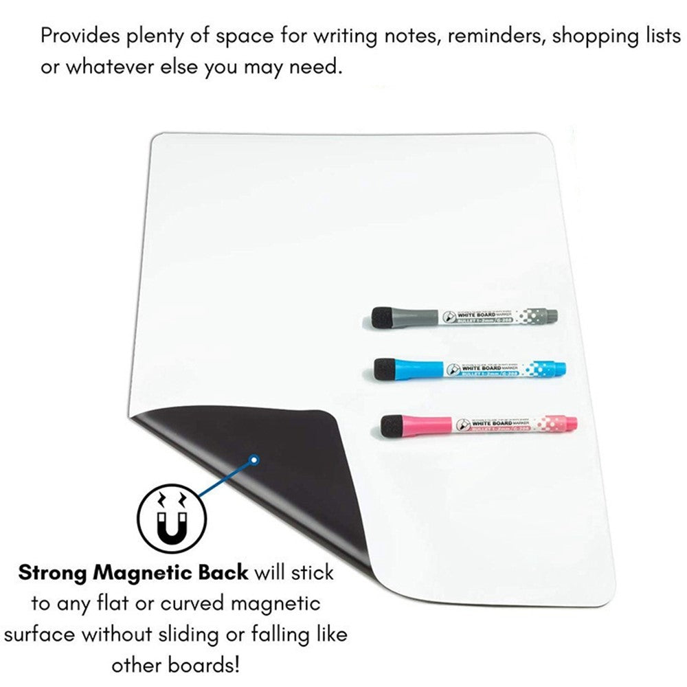 Whiteboard – magnetisk PET-tavla för kylskåp, med pennor