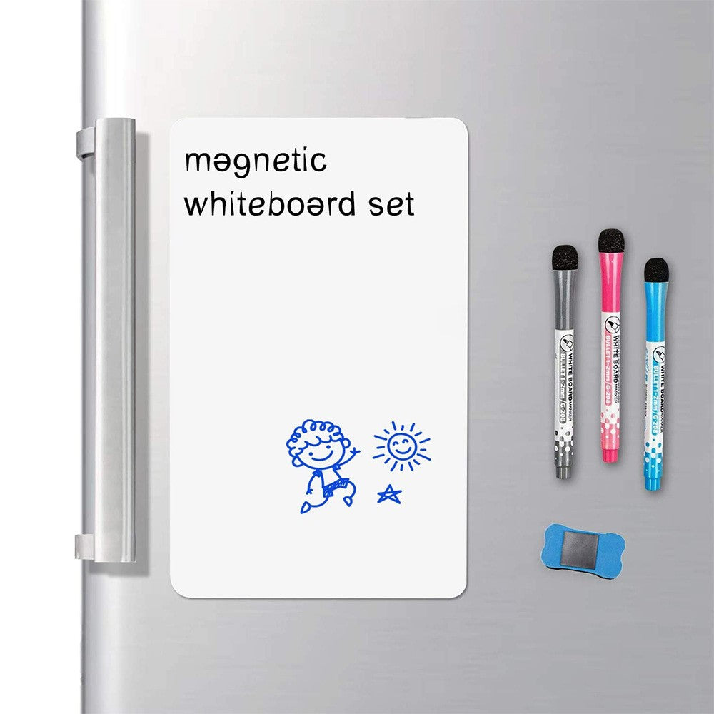 Whiteboard – magnetisk PET-tavla för kylskåp, med pennor