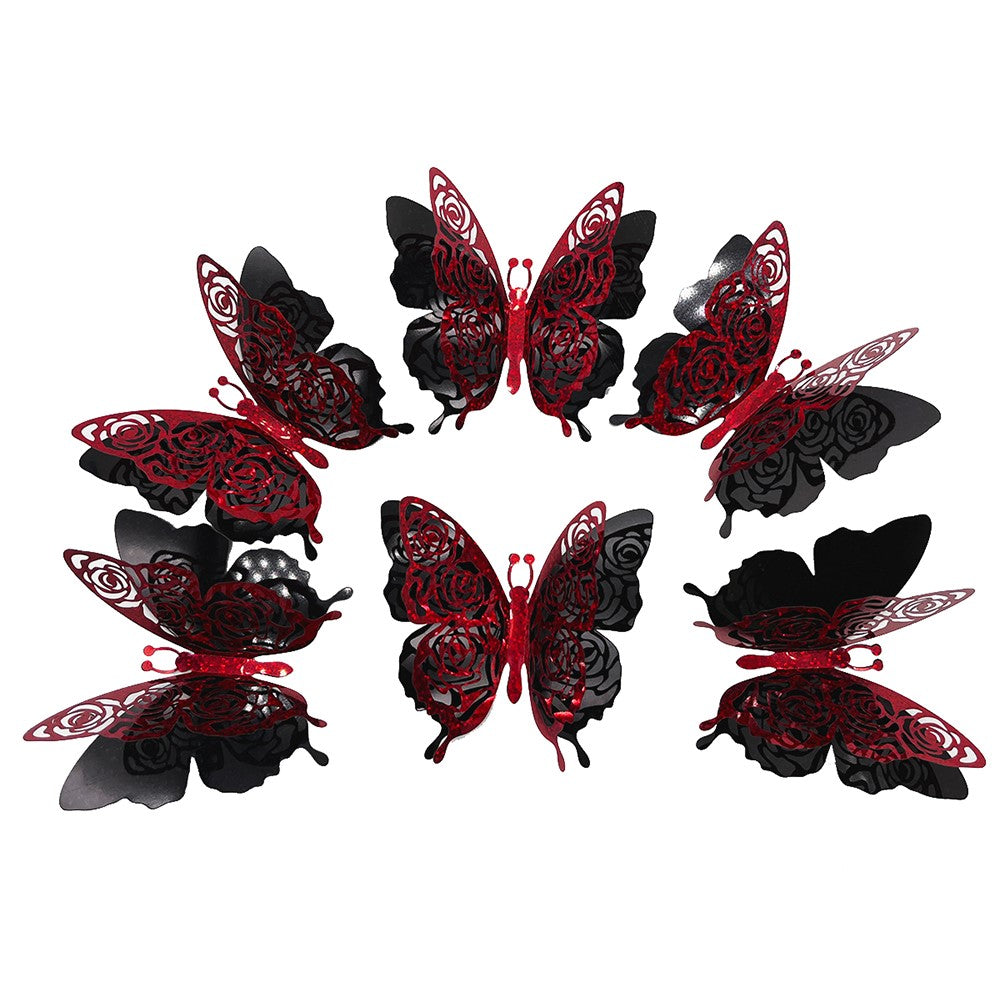Väggdekor – 6-pack 3D fjärilar med glittereffekt