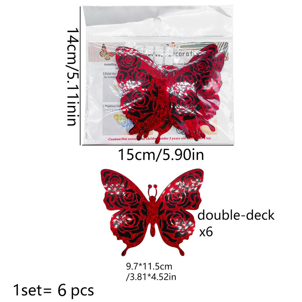 Väggdekor – 6-pack 3D fjärilar med glittereffekt