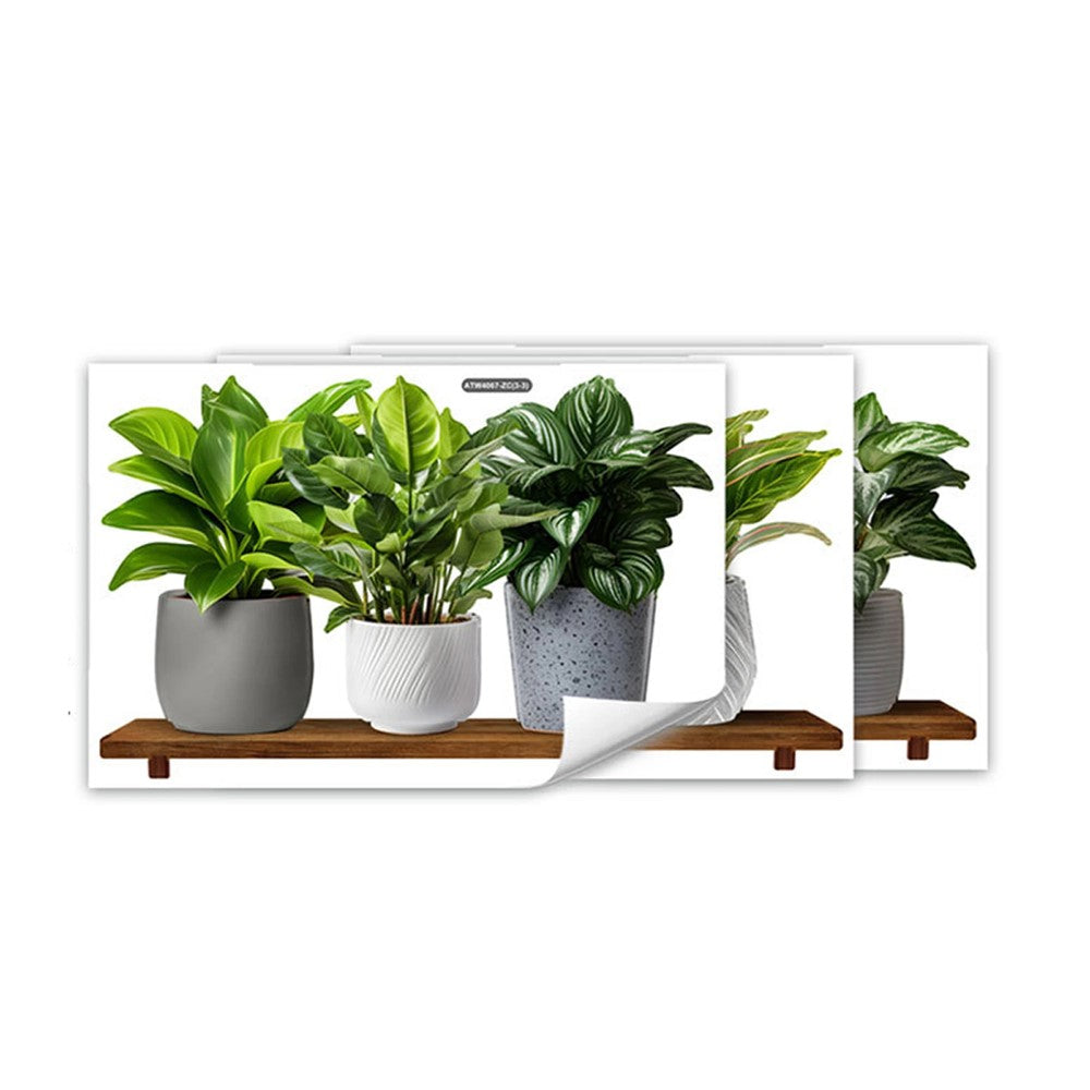 Väggdekor – 3-pack gröna växter i 3D, självhäftande