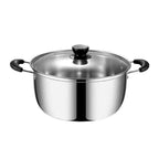 Gryta – 22cm rostfri soppskål med glaslock, BPA-fri