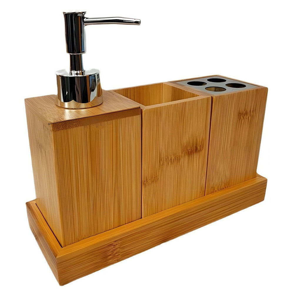 Set – bambu, med tvålmugg, mugg och dispenser