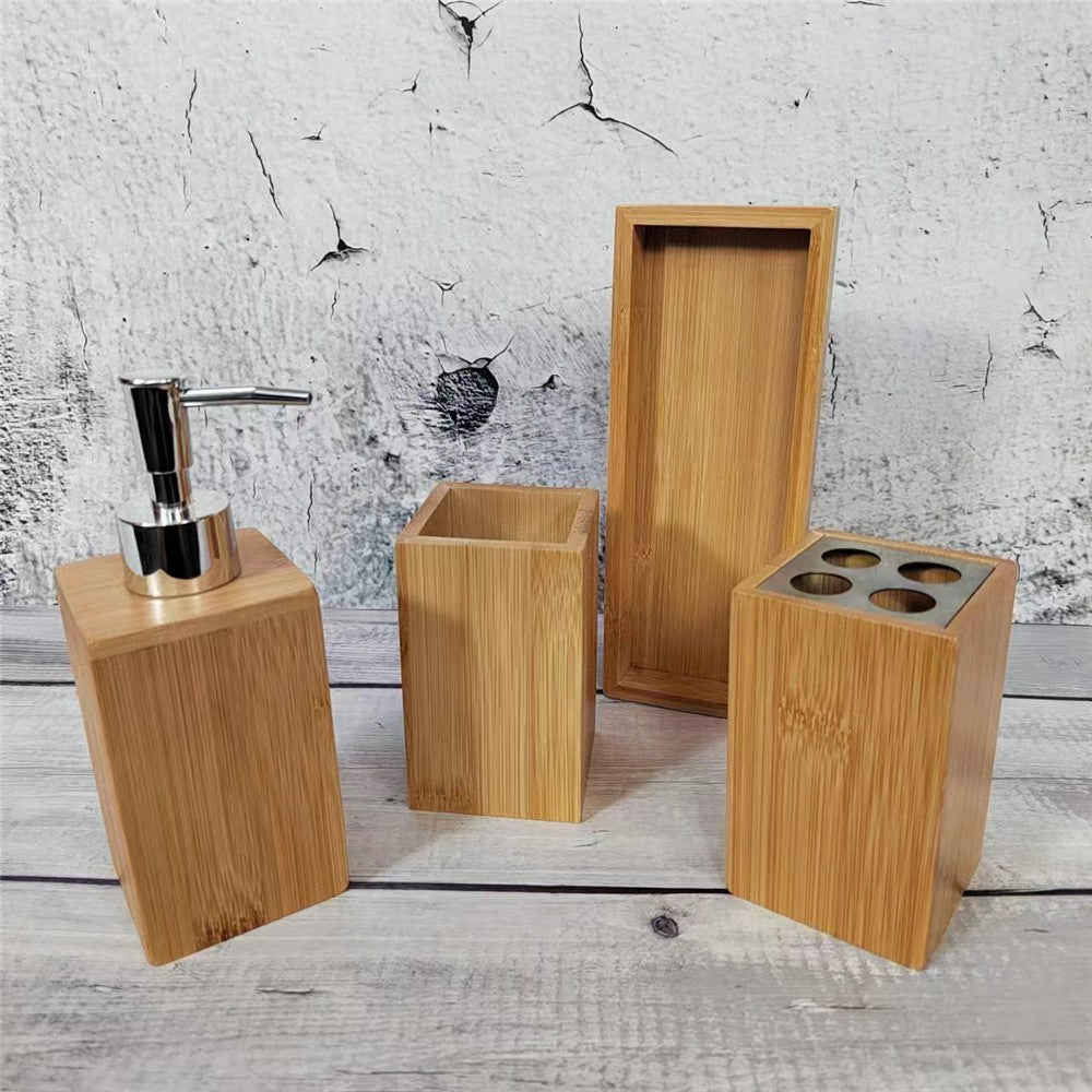Set – bambu, med tvålmugg, mugg och dispenser