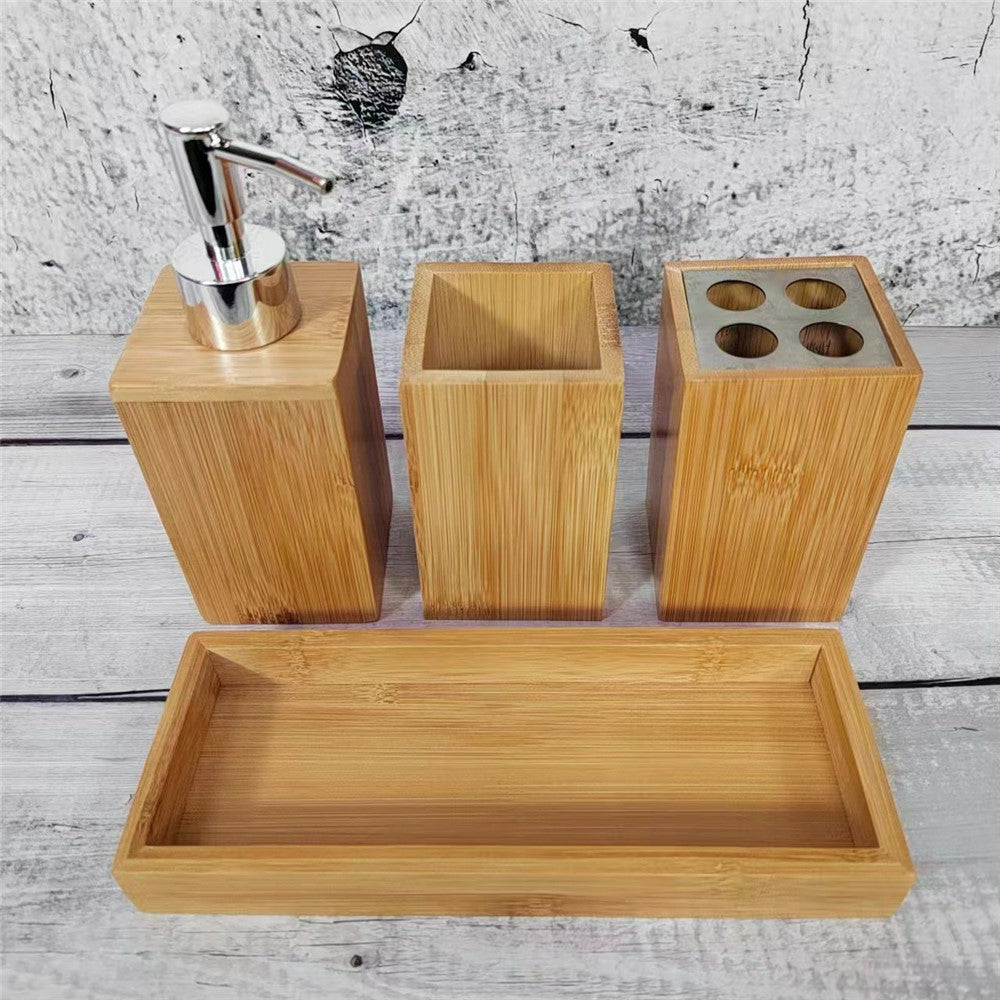 Set – bambu, med tvålmugg, mugg och dispenser