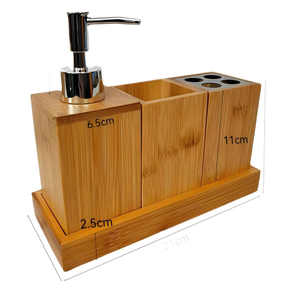 Set – bambu, med tvålmugg, mugg och dispenser