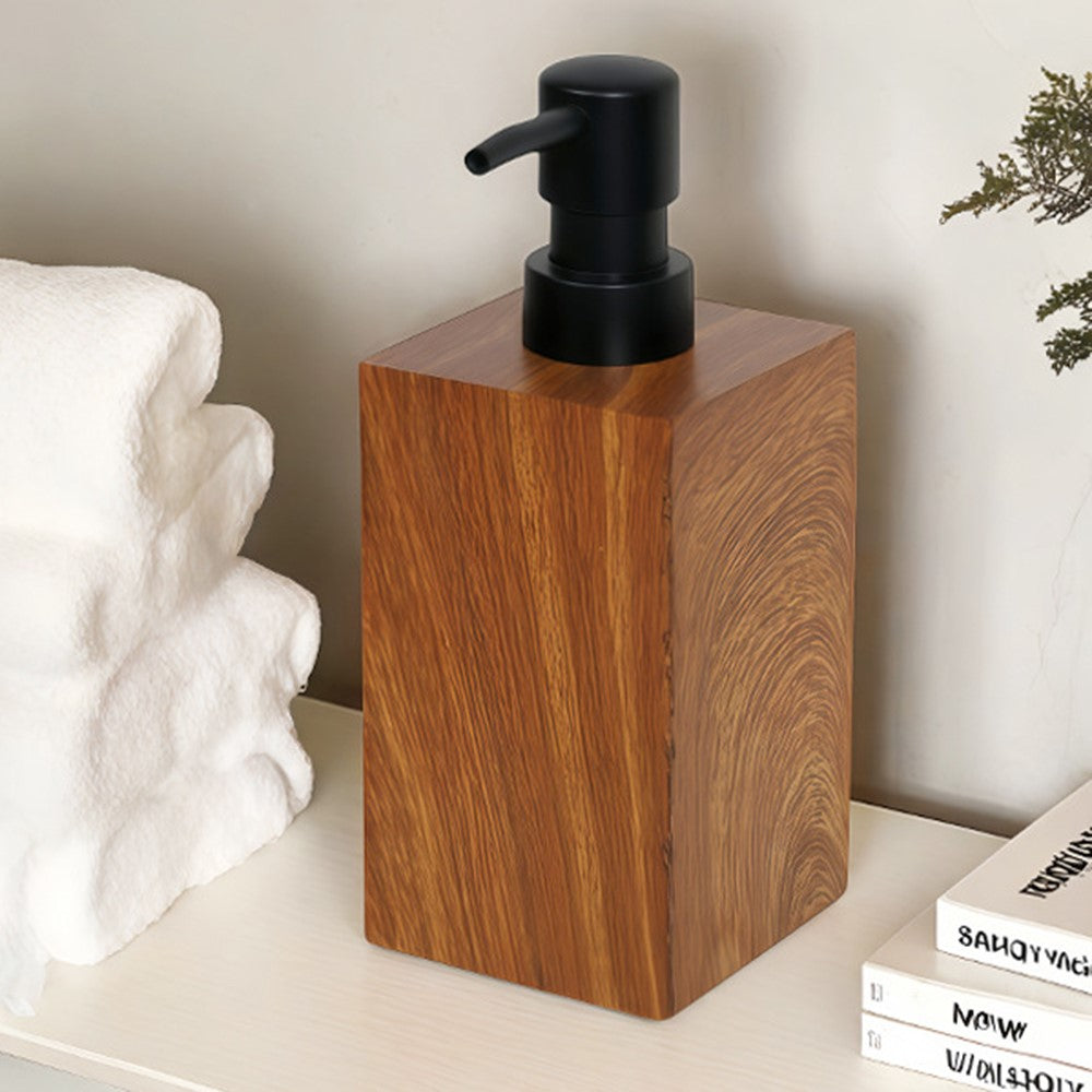 Dispenserflaska 500 ml med trälook – för schampo, tvål och lotion