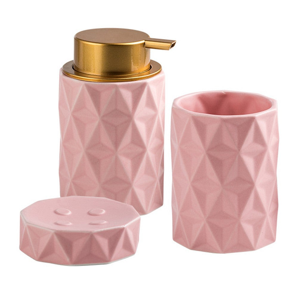 Set – 3-delars keramikset i nordisk stil med pump & tvålfat