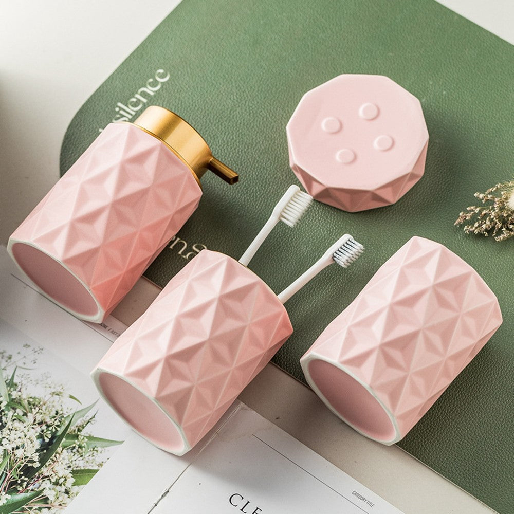 Set – 3-delars keramikset i nordisk stil med pump & tvålfat