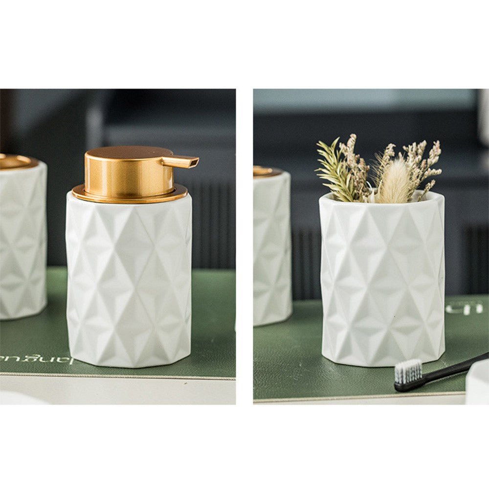Set – 3-delars keramikset i nordisk stil med pump & tvålfat