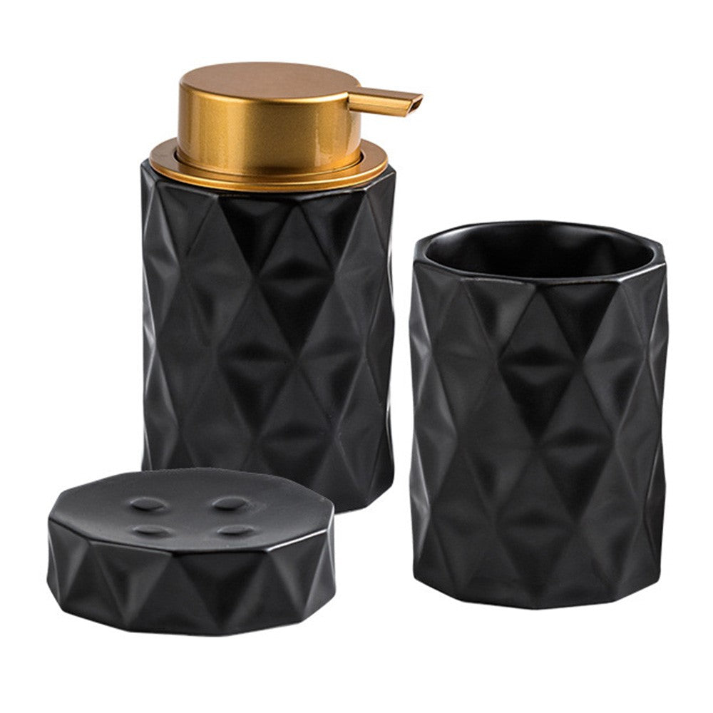 Set – 3-delars keramikset i nordisk stil med pump & tvålfat