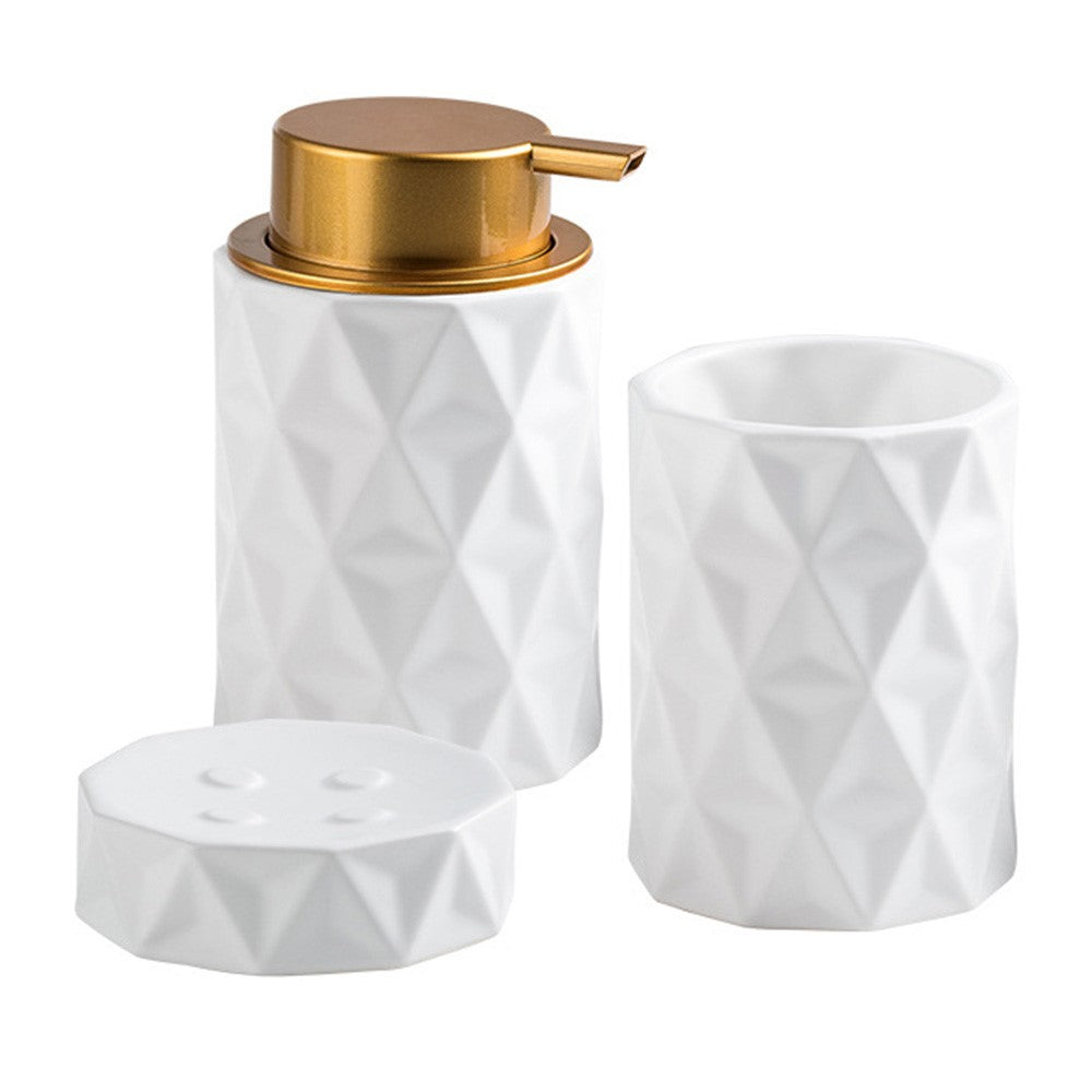 Set – 3-delars keramikset i nordisk stil med pump & tvålfat