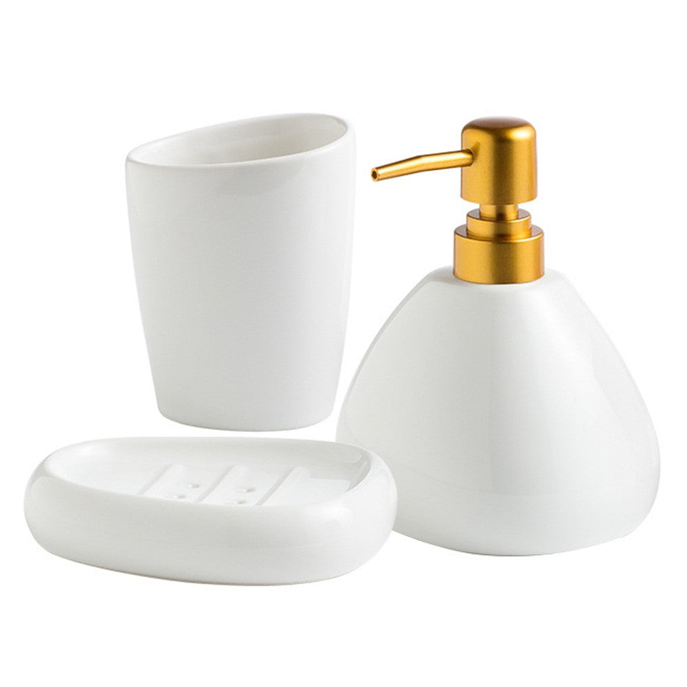 Keramikset – tvålpump, mugg och tvålfat i minimalistisk design
