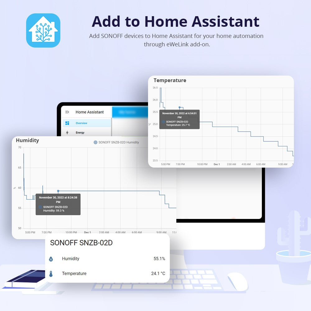 Hem Temperatur- och fuktighetssensor ZigBee – för Alexa/Google Home