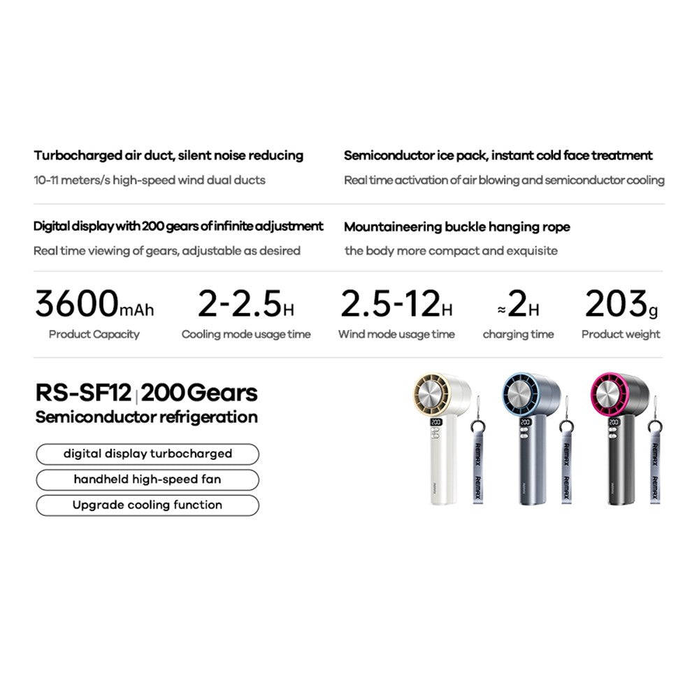 Handfläkt med turbo – digital display och halvledarkylning