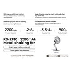Bordsfläkt i metall – 360° roterande, uppladdningsbar