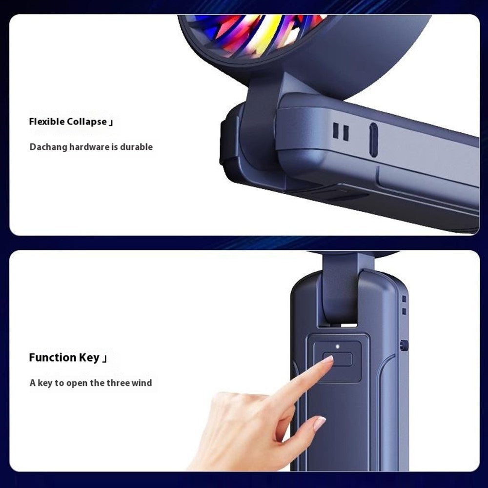 Handhållen fläkt – RGB-ljus och steglös hastighet