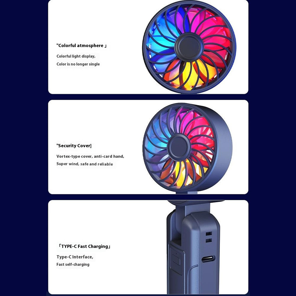 Handhållen fläkt – RGB-ljus och steglös hastighet