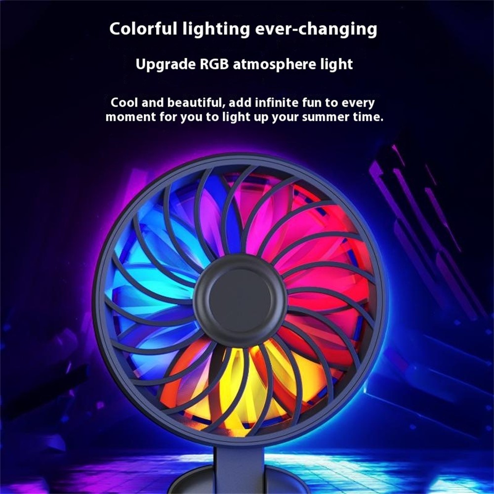 Handhållen fläkt – RGB-ljus och steglös hastighet