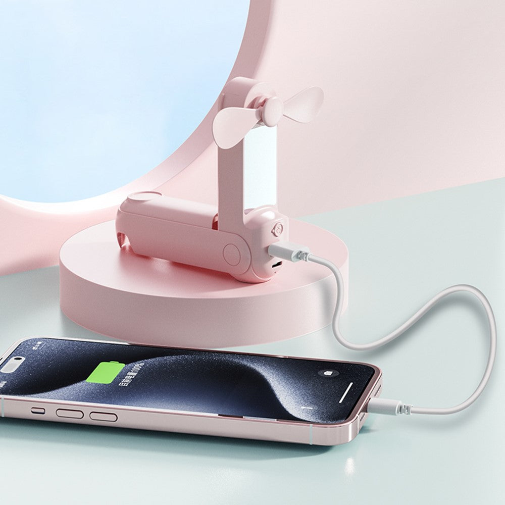 Handfläkt – F11 multifunktionell med powerbank och spegel