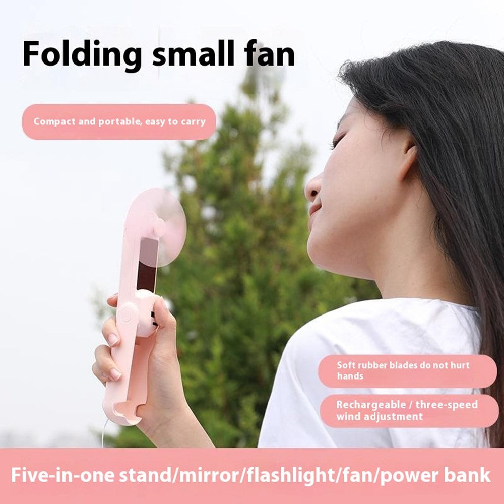 Handfläkt – F11 multifunktionell med powerbank och spegel