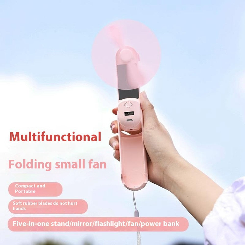 Handfläkt – F11 multifunktionell med powerbank och spegel