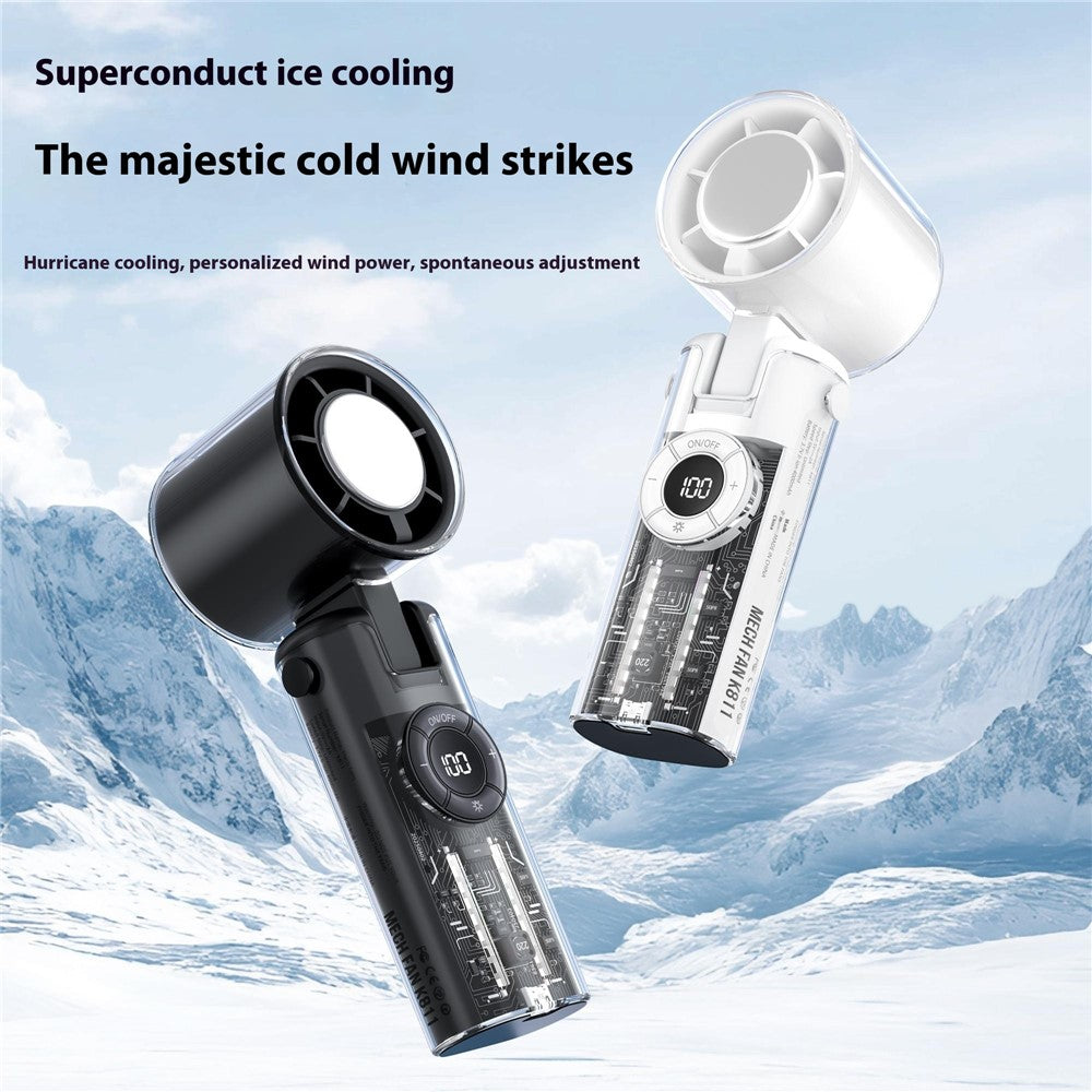 Vikbar Handfläkt med Semiconductor-Kylning och Ficklampa