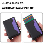 Automatisk pop-up kortfodral – PU-läder + metall