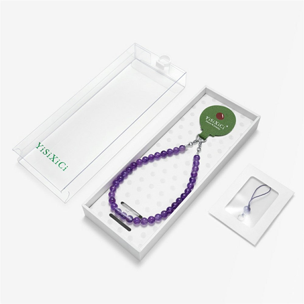 Mobilband med lapis lazuli-pärlor – handrem till telefon