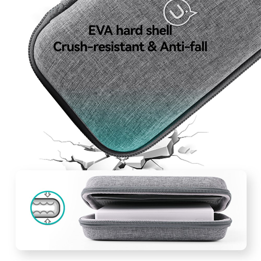 Hård väska för powerbank och kablar – EVA-skal med dragkedja