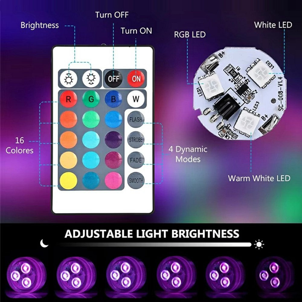 Vattentät RGB LED-Belysning med Fjärrkontroll (2-pack)