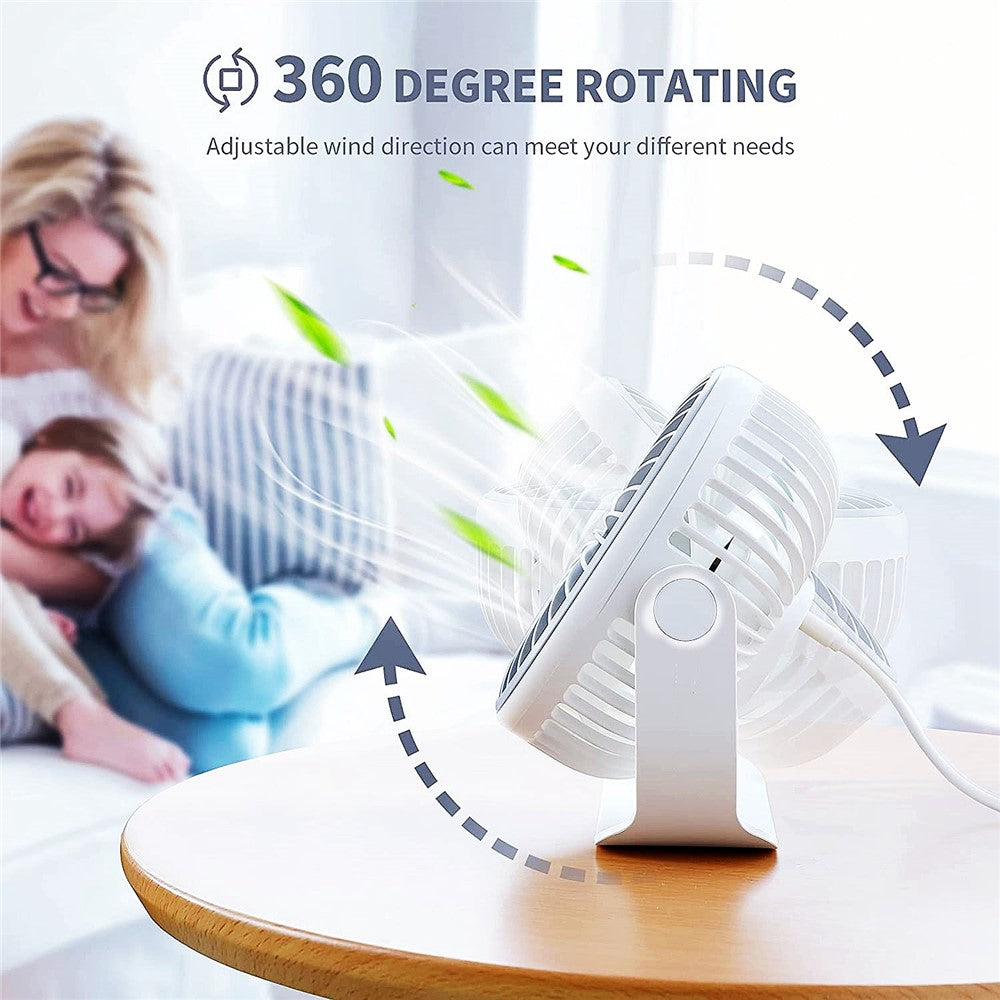 Fläkt – 3 hastigheter, portabel, USB-laddning
