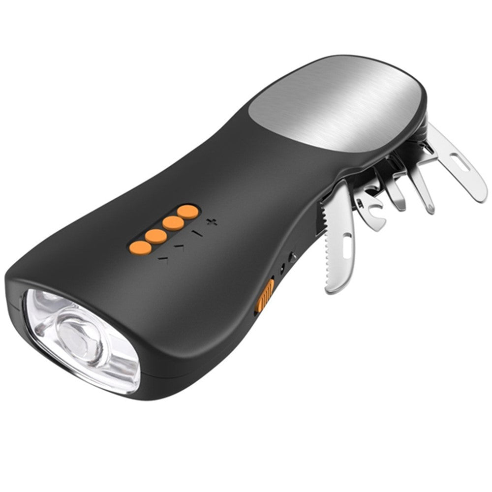 Handvevad ficklampa – med FM-radio och powerbank för nödsituationer