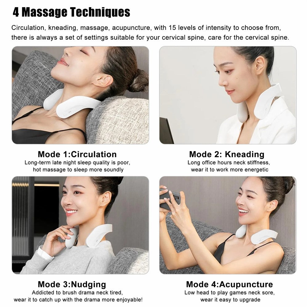 Nackmassageapparat med EMS-puls – 4 lägen för avslappning