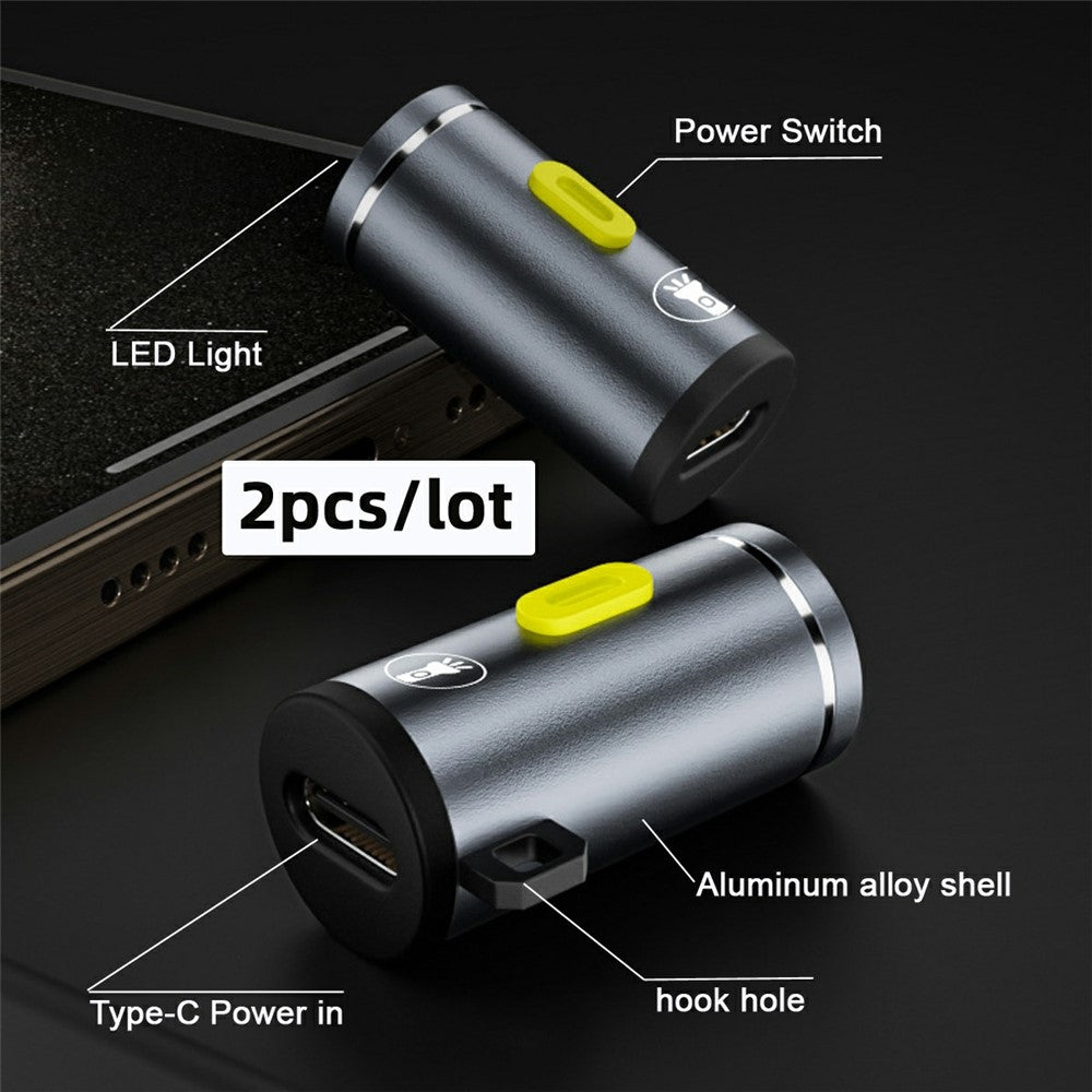 Mini ficklampor 210 lumen – USB-C uppladdningsbara 2-pack