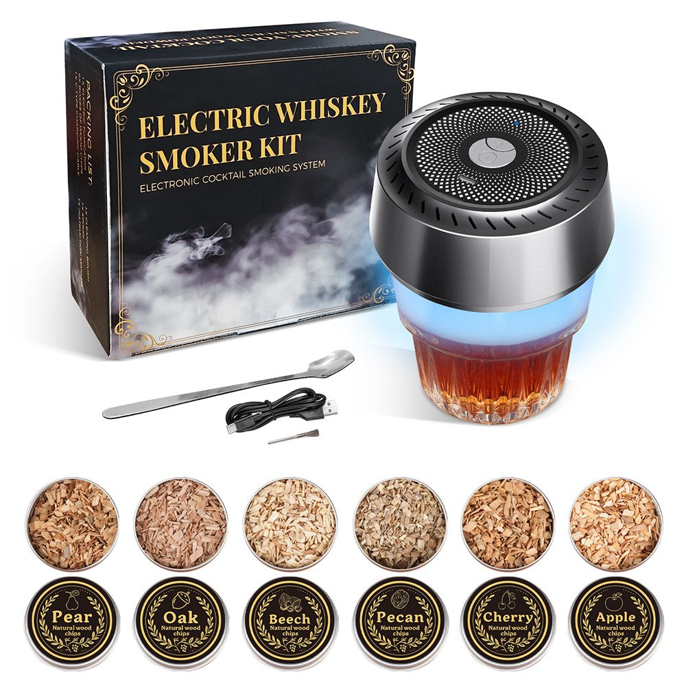Elektrisk Cocktail Smoke Infuser med 6 Träsmaker och Typ-C Laddning