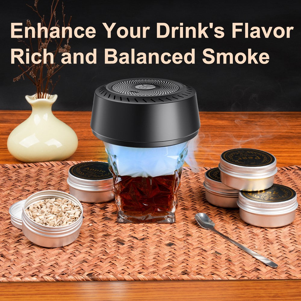 Elektrisk Cocktail Smoke Infuser med 6 Träsmaker och Typ-C Laddning